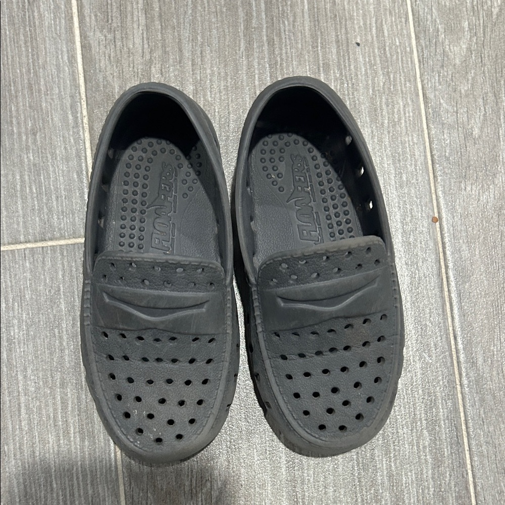 Floafers Kids Black Perforated Slip-On Loafers